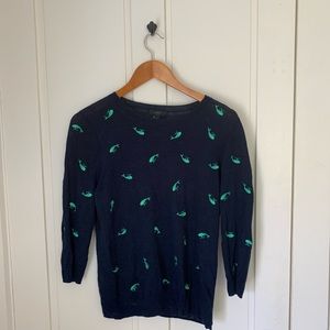 J. Crew preppy whale embroidered sweater